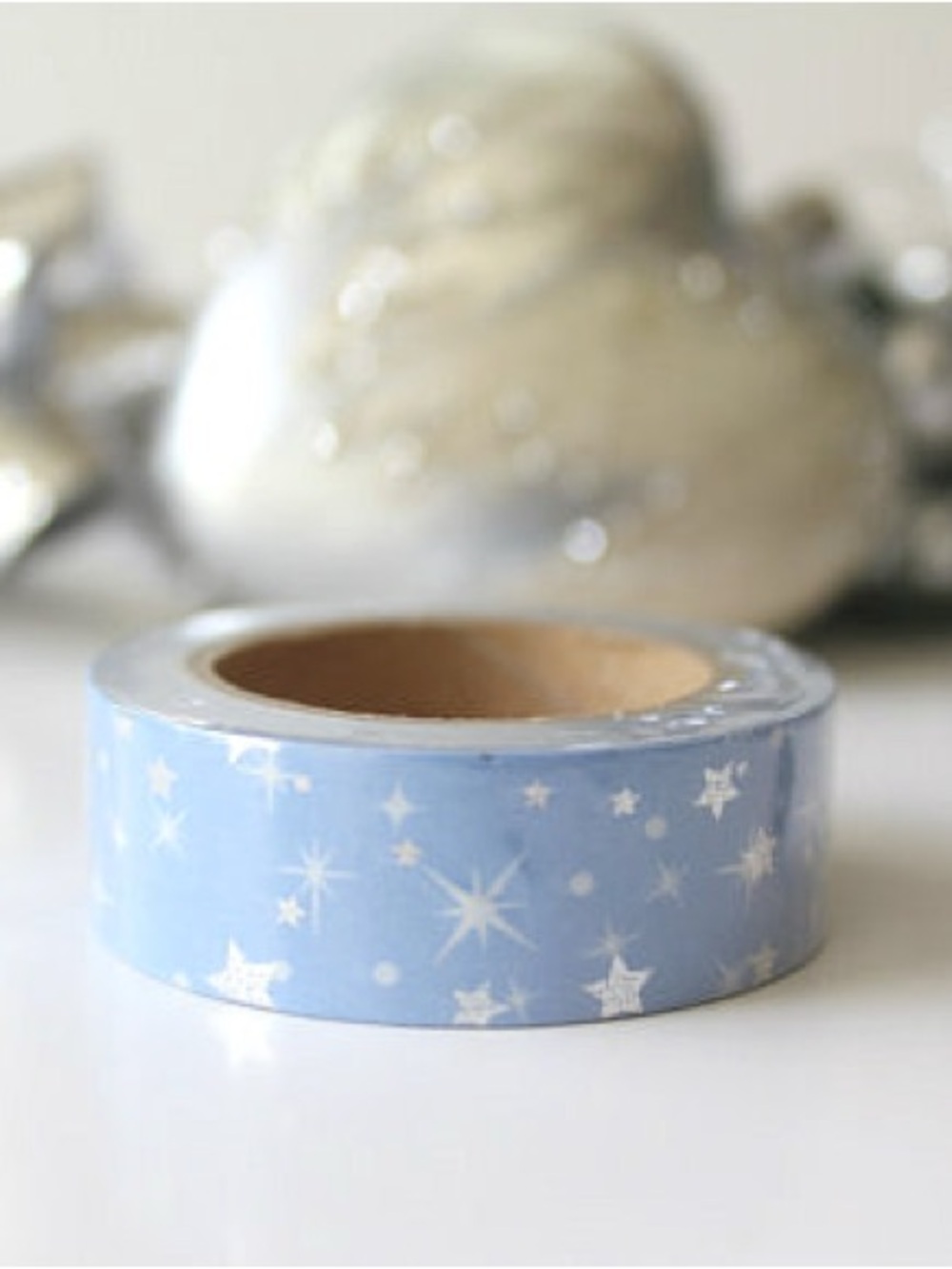 Light Blue Star Pattern Decorative Washi Tape by